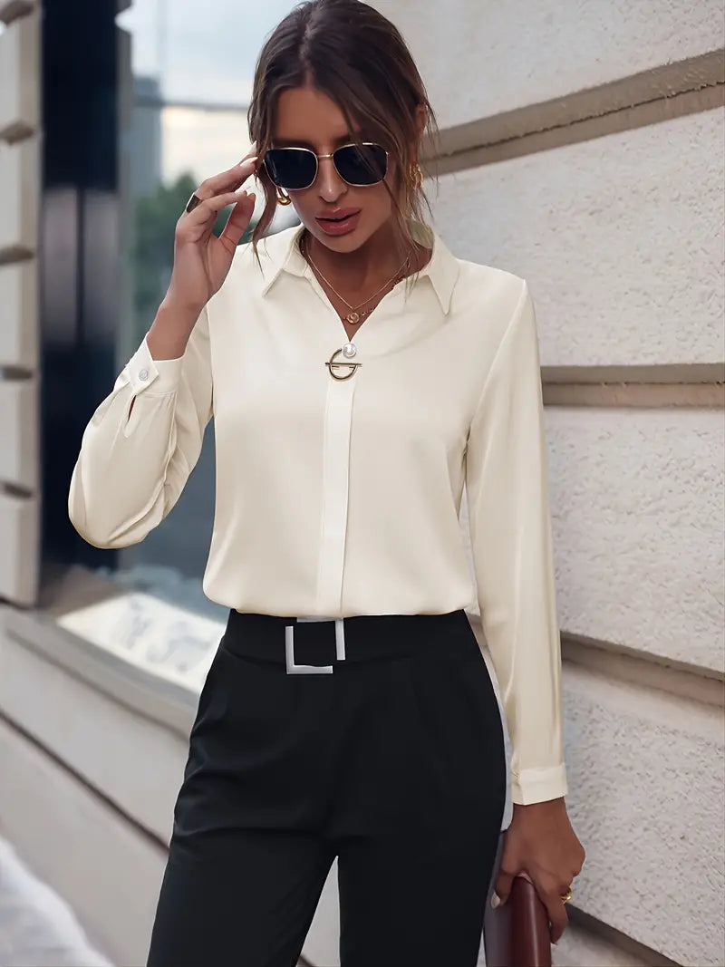 Sfrcord® Solid Lapel Slim Shirt