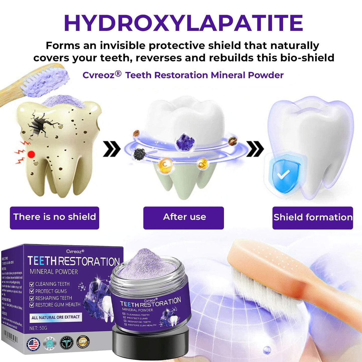 Cvreoz® Teeth Restoration Mineral Powder 🦷✨ Treats periodontitis & mouth ulcers, whitens teeth, prevents tooth loss, and repairs gum recession 😁