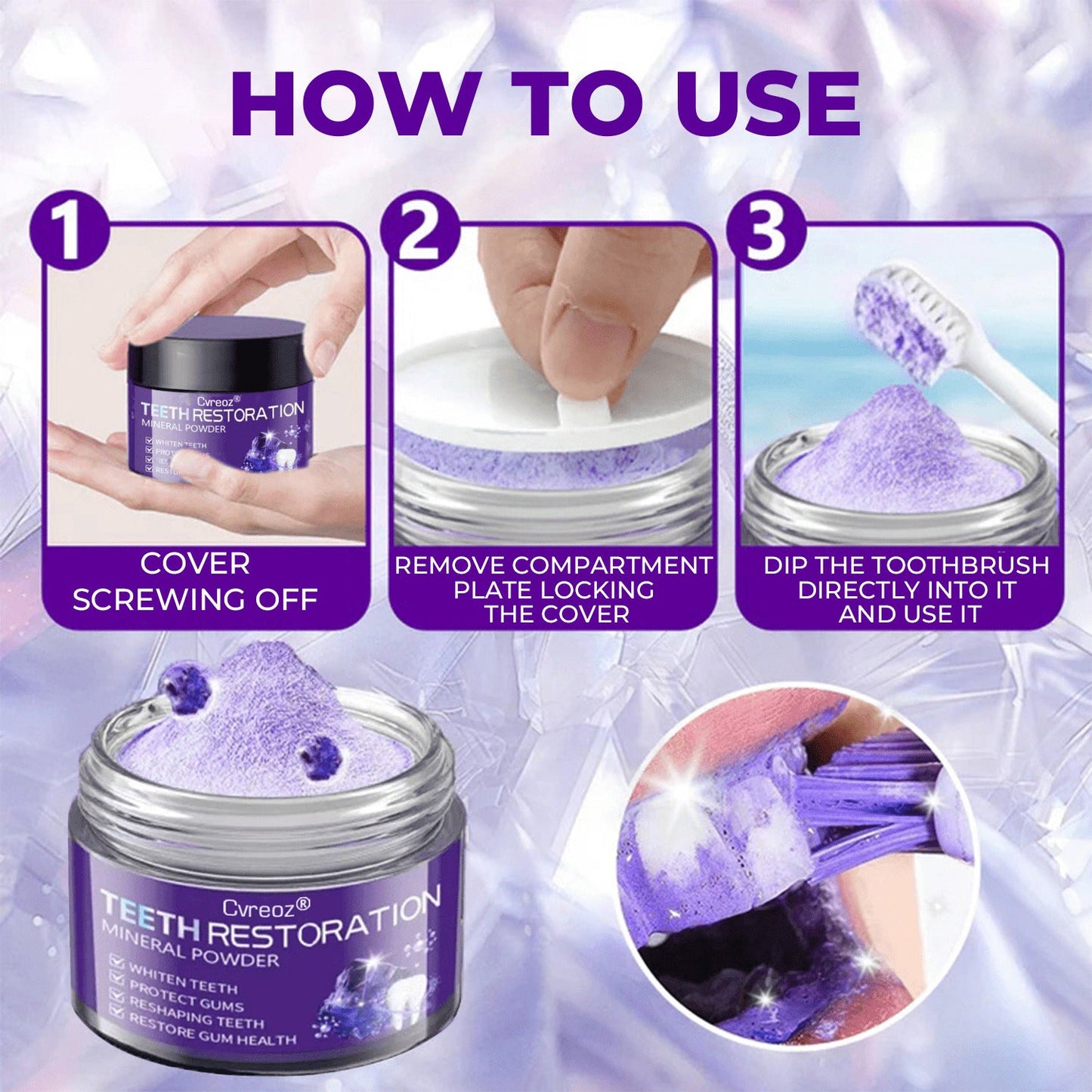 Cvreoz® Teeth Restoration Mineral Powder 🦷✨ Treats periodontitis & mouth ulcers, whitens teeth, prevents tooth loss, and repairs gum recession 😁